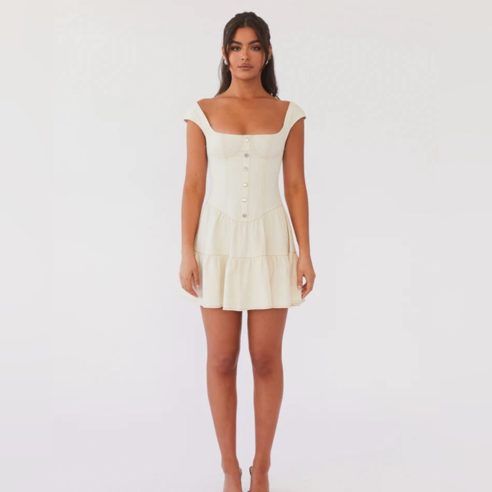 Peppermayo Isabella Denim Bustier Dress- Antique